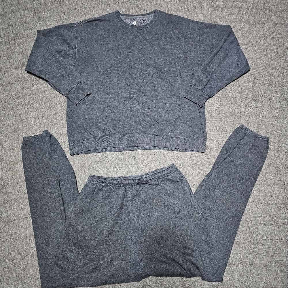 Athletic Works Dark Gray Fleece Sweatshirt & Sweatpants Set Large